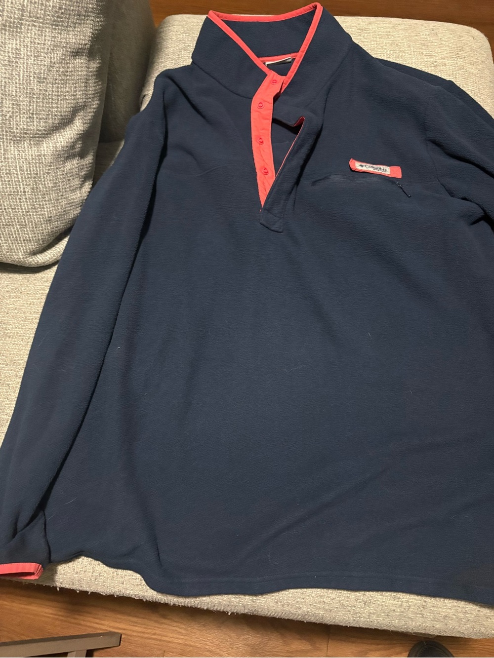 Columbia Men's Navy V-Neck Pullover with Coral Trim